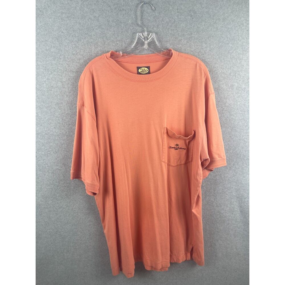 Tommy Bahama Shirt Men's XL Pink Short Sleeve Pocket Tee Beach Vacation